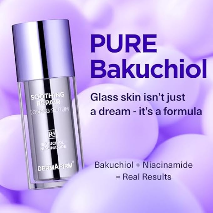Dermafirm سيروم التونر المهدئ للإصلاح R4 | سيروم الوجه باكوشيول مع النياسيناميد والببتيدات | سيروم مهدئ ومصحح للوجه لجميع أنواع البشرة | بدون تجارب على الحيوانات بدون بارابين 1.01 أونصة سائلة - Image 2